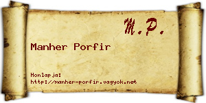 Manher Porfir névjegykártya